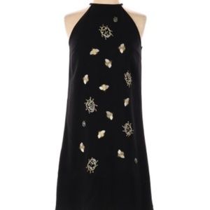 Victoria Beckham glitter bug dress LBD w beads and bling NWT L